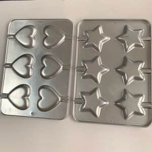 WILTON two treat pans heart and star aluminum baking Valentine’s patriotic party